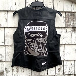 Harley Davidson Women’s Skull Black Leather Motorcycle Vest